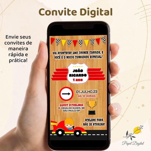 Convite Digital Carrinhos Modelo 1