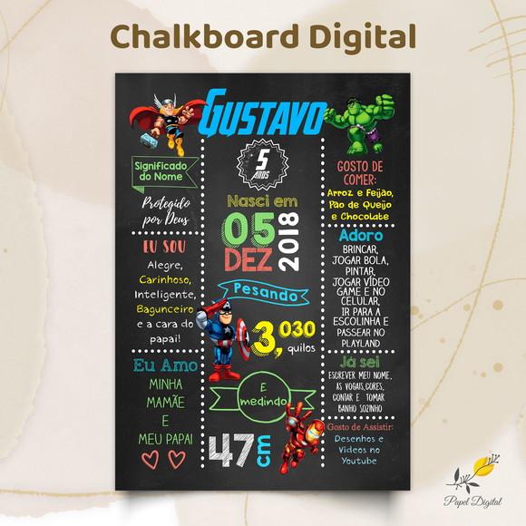 Chalkboard Digital Vingadores Modelo 1