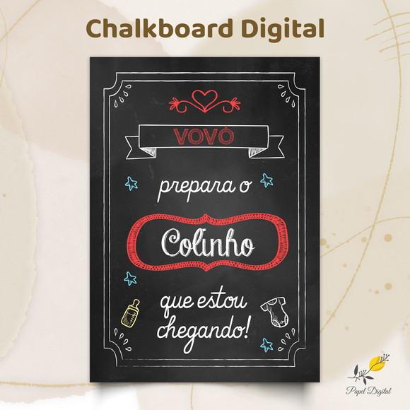 Anúncio de Gravidez Chalkboard Digital