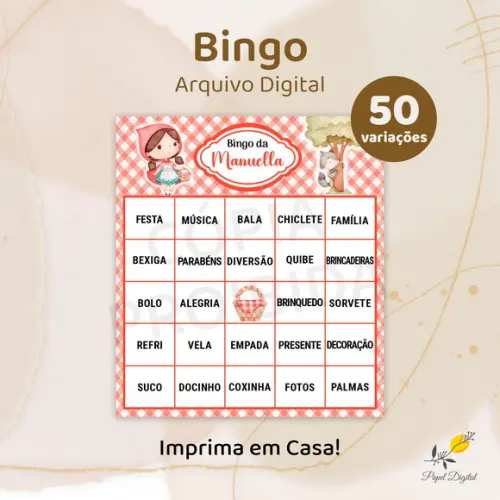Bingo Aniversário - Arquivo Digital - 50 Cartelas