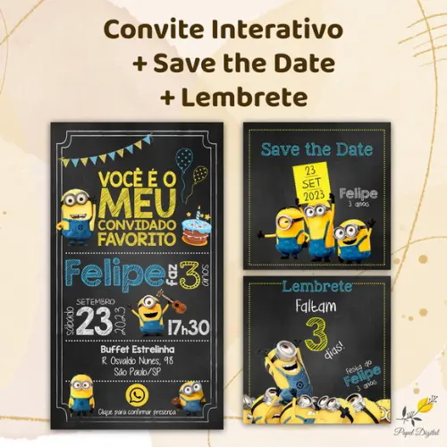 Convite Interativo + Save The Date + Lembrete da Data