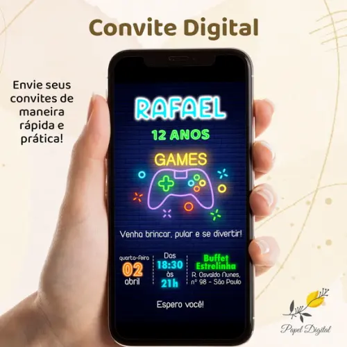 Convite Digital Video Game Modelo 2