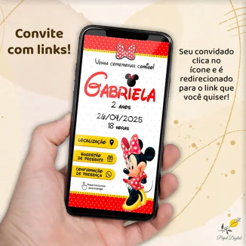 Convite Interativo Minnie Vermelha