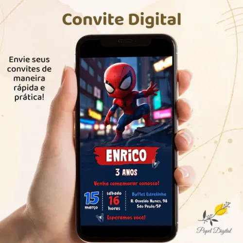 Convite Digital Homem Aranha Modelo 4