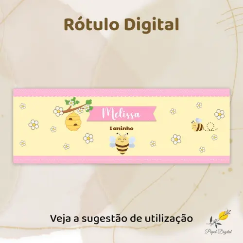 Rótulo Digital Caneca Rosqueável Abelhinha
