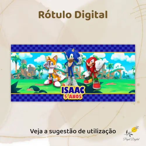 Rótulo Digital Cofrinho ou Caneca Sonic
