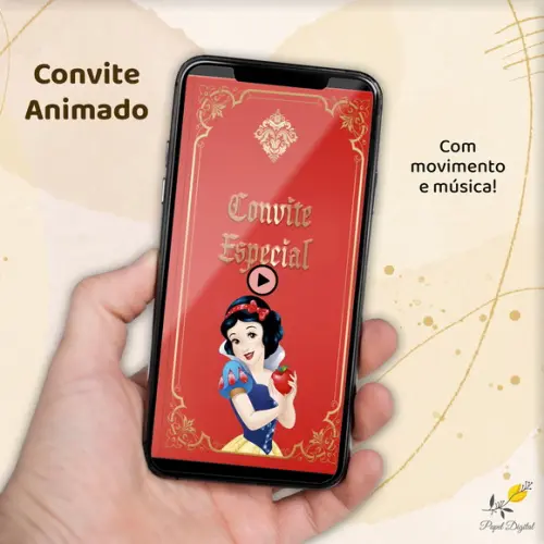 Convite Animado (vídeo) Branca de Neve Modelo 2