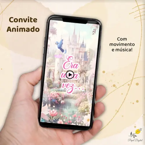 Convite Animado (vídeo) Princesas Disney Modelo 3