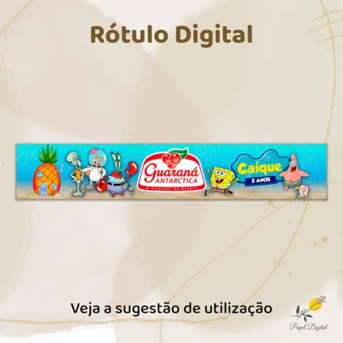 Rótulo de Mini Refri (arquivo Digital) Bob Esponja