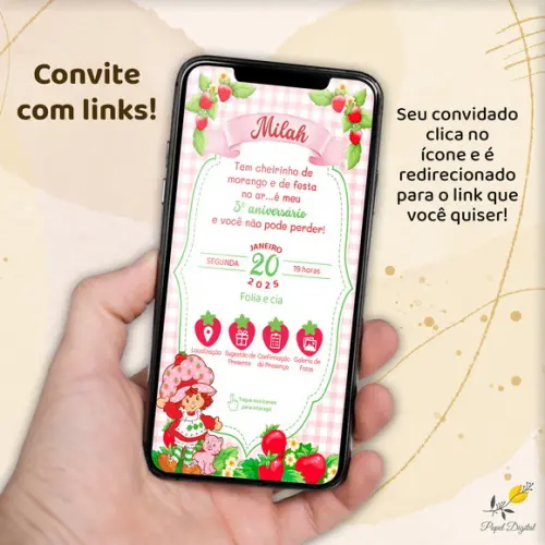 Convite Interativo Moranguinho Vintage