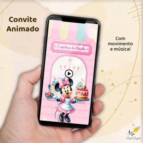 Convite Animado (vídeo) Confeitaria da Minnie Modelo 2