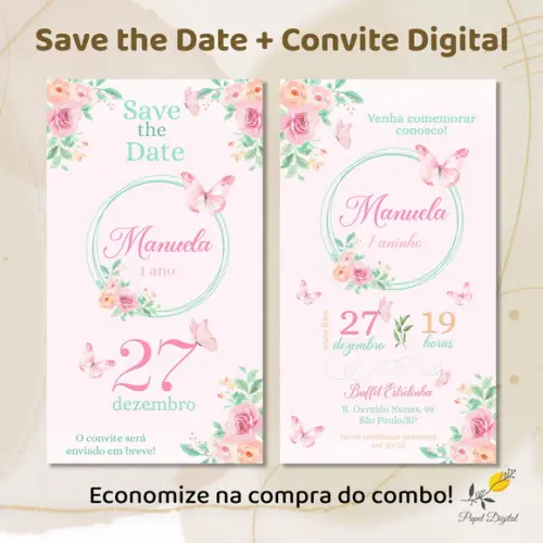 Convite + Save The Date Digital Jardim