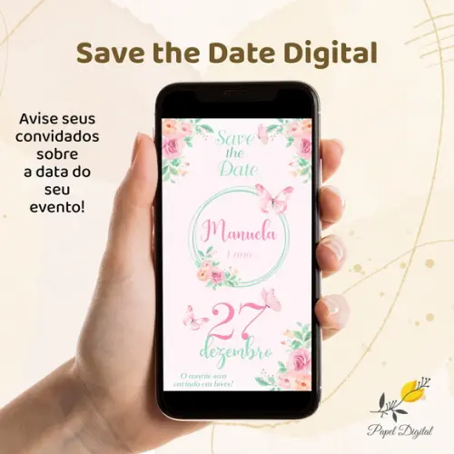 Save The Date Digital Jardim Modelo 4