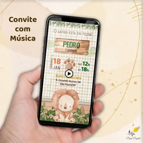 Convite com Música Safari