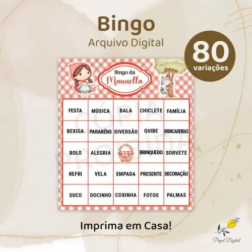 Bingo Aniversário - Arquivo Digital - 80 Cartelas