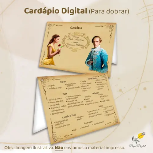 Cardápio Digital Festa Infantil Bela e a Fera Modelo 2