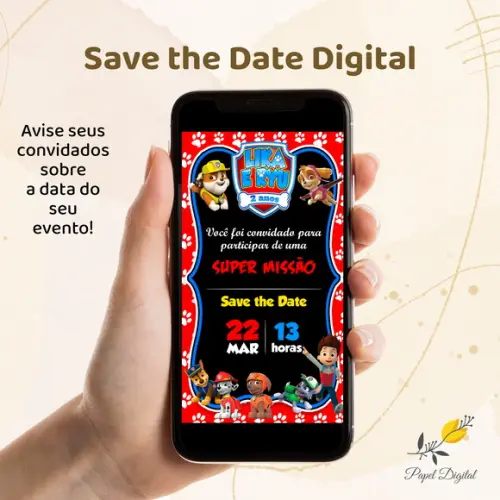 Save The Date Digital Patrulha Canina Modelo 3