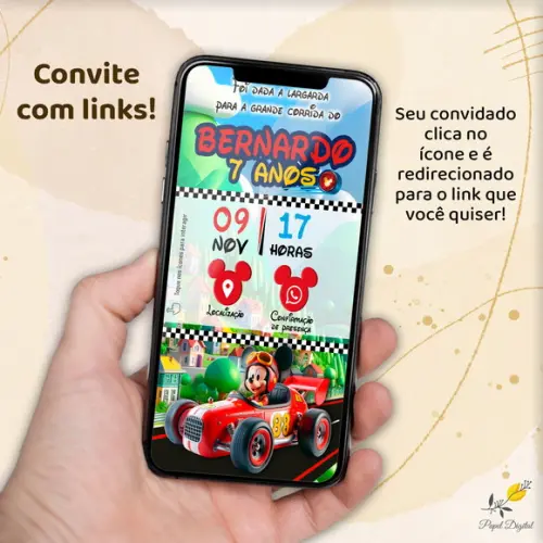 Convite Interativo Corrida do Mickey Modelo 2