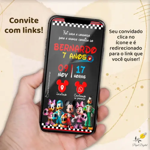 Convite Interativo Corrida do Mickey Modelo 3