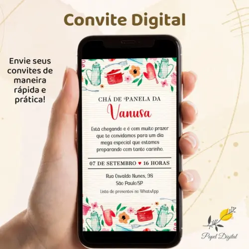Convite Digital Chá de Cozinha Modelo 2