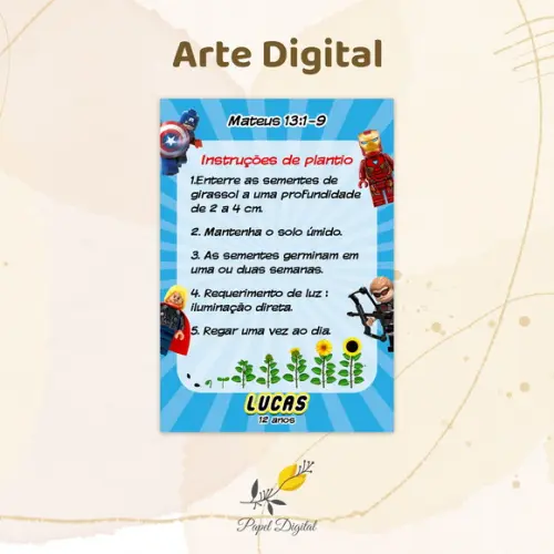 Arte Digital Lego Marvel Instruções de Plantio