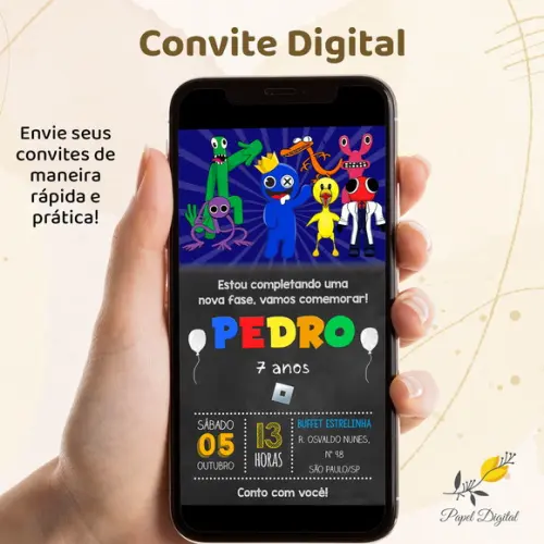 Convite Digital Rainbow Friends