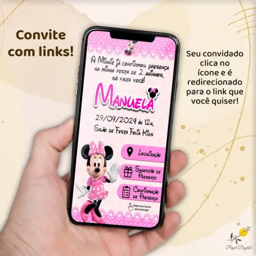Convite Interativo Minnie Rosa