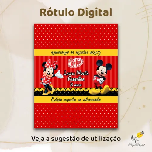 Rótulo de Kitkat (arquivo Digital) Mickey e Minnie
