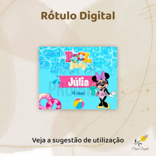 Rótulo Digital Minnie Pool Party