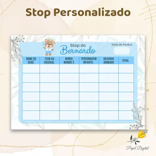 Stop Personalizado - Chá de Bebê