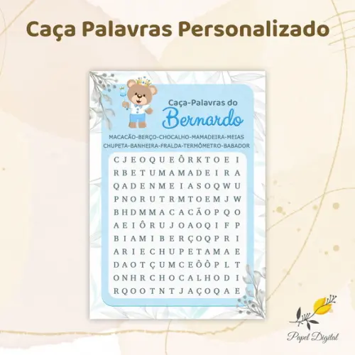 Caça Palavras Personalizado - Chá de Bebê