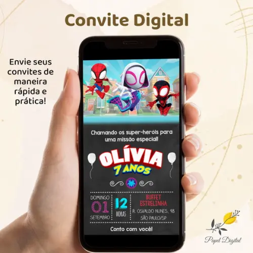 Convite Digital Spidey e Seus Amigos