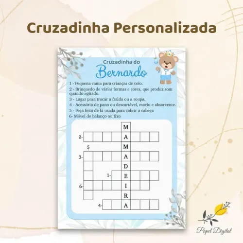 Cruzadinha Personalizada - Chá de Bebê