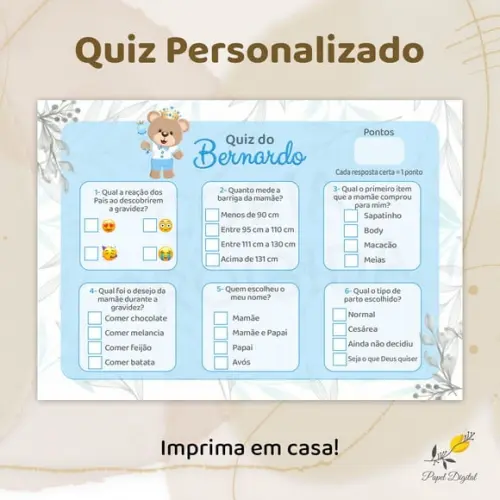 Quiz Personalizado - Chá de Bebê