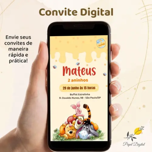 Convite Digital Pooh Modelo 7