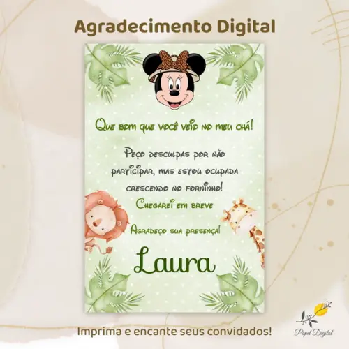 Agradecimento Digital Minnie Safari