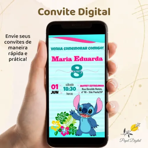 Convite Digital Stitch Modelo 1