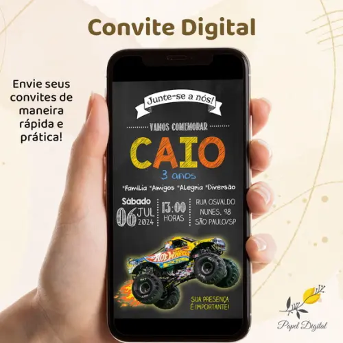 Convite Digital Hot Wheels Modelo 7