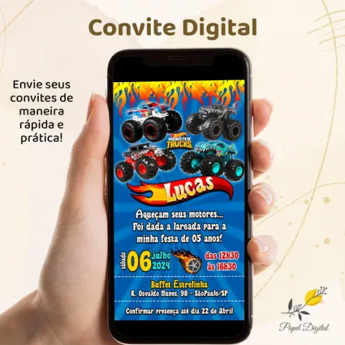Convite Digital Hot Wheels Modelo 6