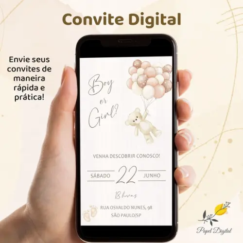 Convite Digital Chá de Revelação Modelo 14