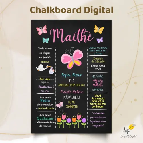 Chalkboard Digital Chá de Bebê Modelo 11