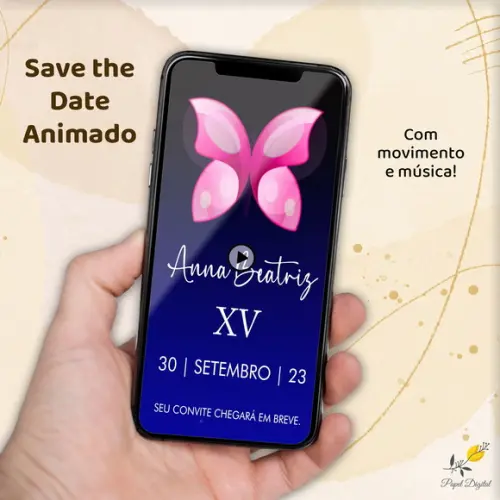 Save The Date Animado (vídeo) Borboletas Neon