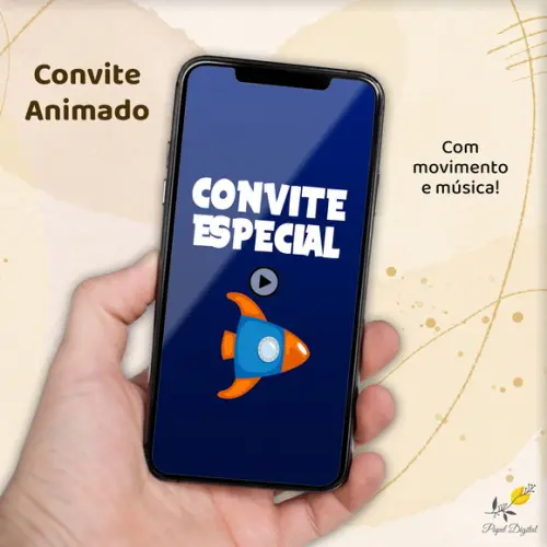 Convite Animado (vídeo) Astronauta Modelo Vertical