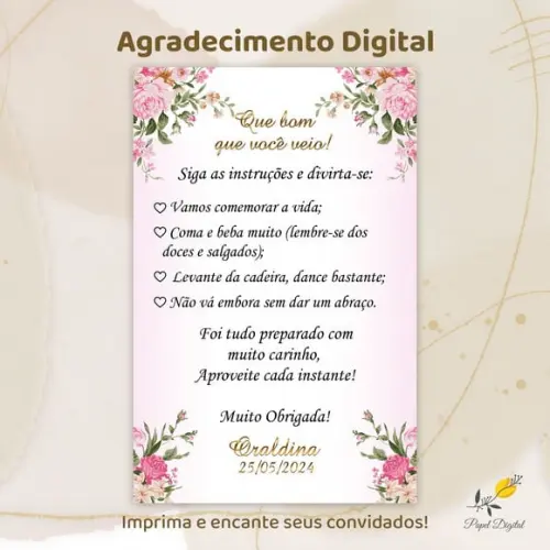 Agradecimento Aniversário Modelo 4