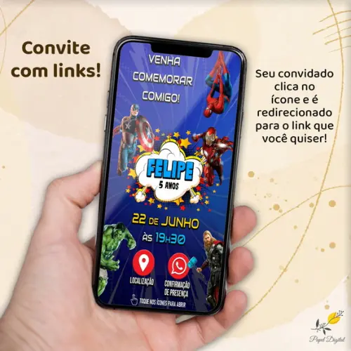 Convite Interativo Vingadores