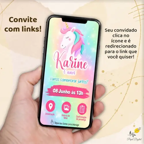 Convite Interativo Unicórnio