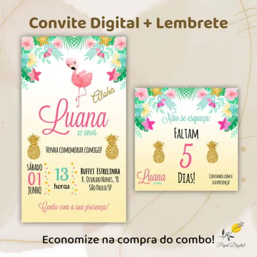 Convite + Lembrete Digital Tropical Modelo 2