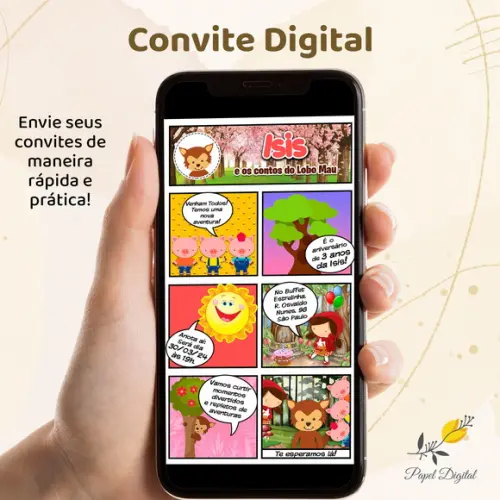 Convite Digital Três Porquinhos Modelo 2