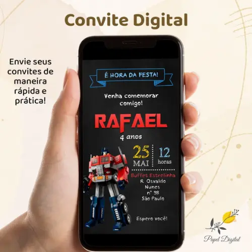 Convite Digital Transformers Modelo 5