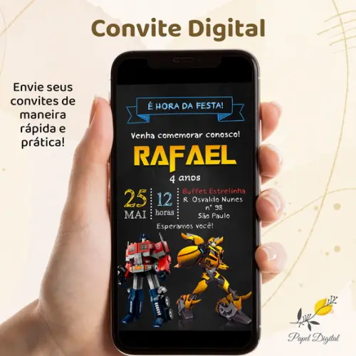 Convite Digital Transformers Modelo 8